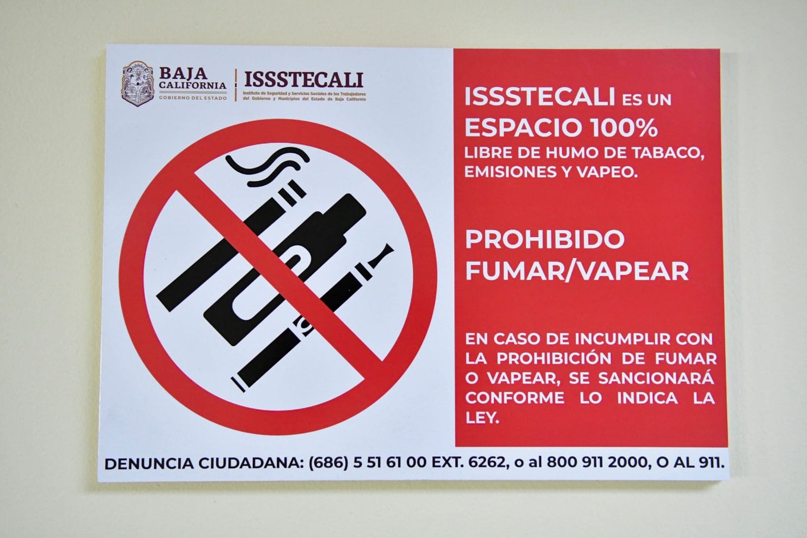 LOGRA ISSSTECALI RECERTIFICACIÓN DE ESPACIOS 100% LIBRES DE HUMO DE TABACO