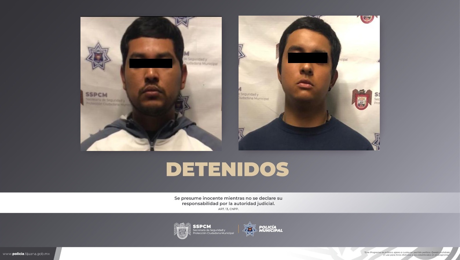 DOS SUJETOS Y UN MENOR SON ARRESTADOS POR ASALTO CON VIOLENCIA